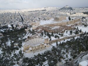 Youth exchange Athens Acropolis aerial view