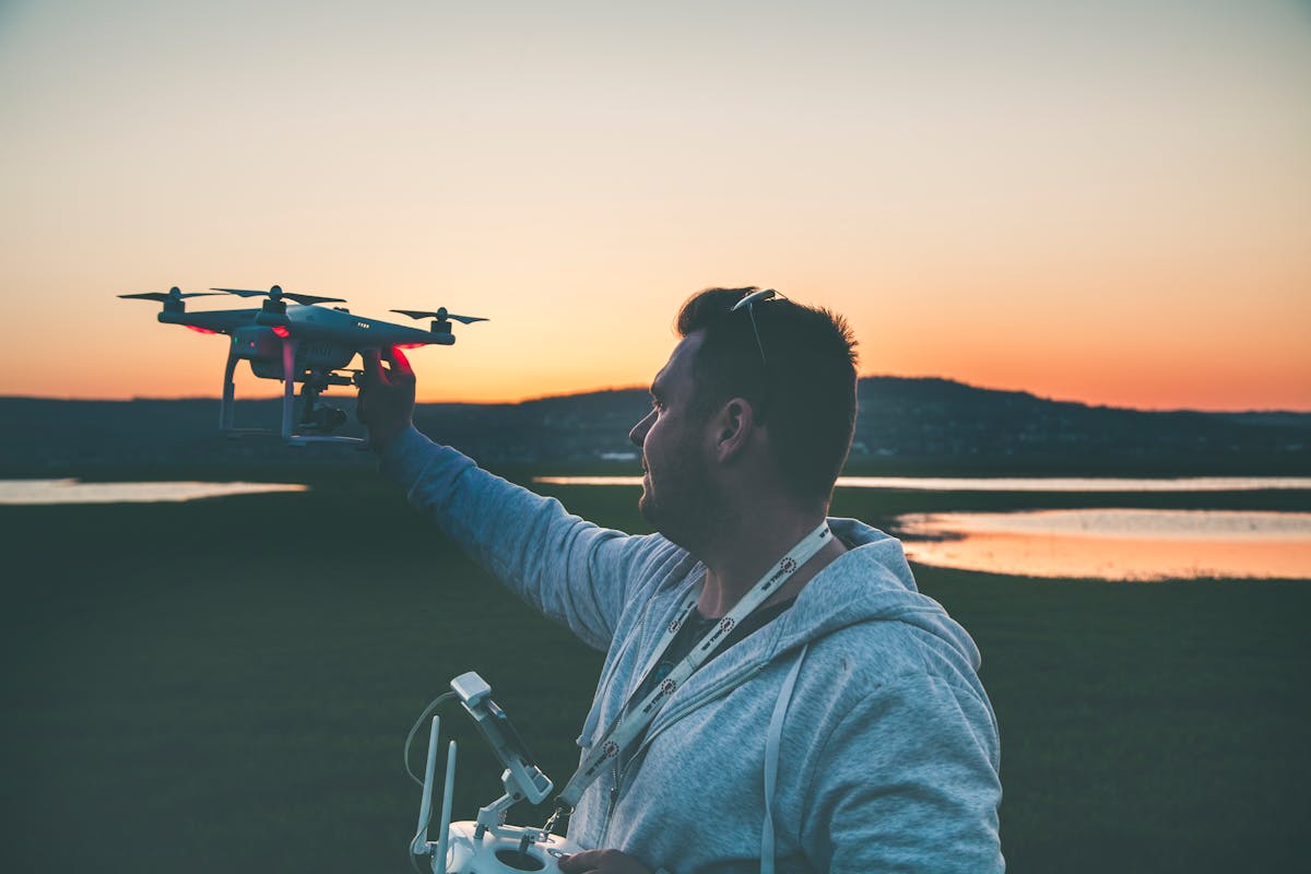 Drone skills workforce professional holding drone