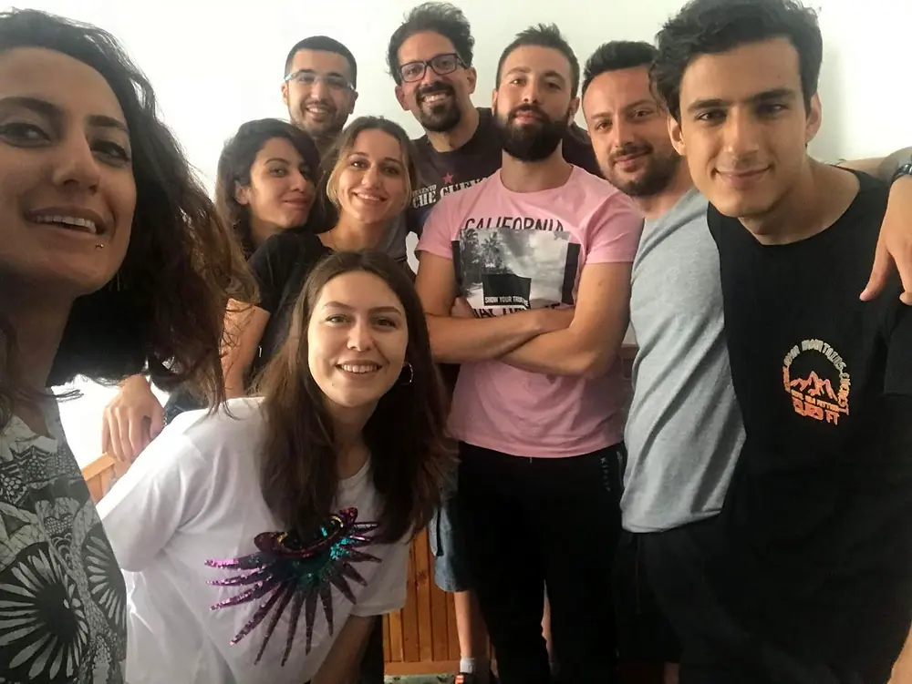A group of volunteers from EVEC Kocani together at the EVEC office in Kocani